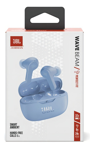 Fones de ouvido sem fio Bluetooth Jbl Vibe Beam Celeste 32hs