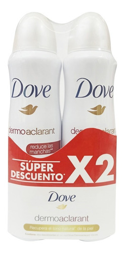 2 Desodorantes Dove Spray Dermo Aclarant X 89 G C/u
