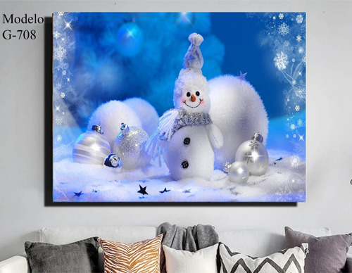 Cuadro Muñeco Nieve Navidad  60*45cm Textura