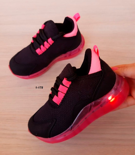 Tenis Para Niña Color Negro Con Fucsia Moda Promocion Oferta