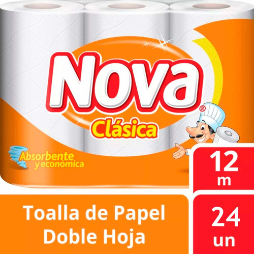 Toalla De Papel Nova Clásic 12 Mt X 8 Pack 24 Rollos