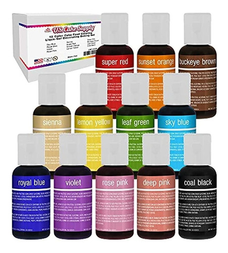 Colorantes Para Alimentos 12 Piezas 20 Ml Colores Primarios 