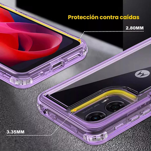 Funda Para Motorola Uso Rudo 3 En 1 Grado Militar Antigolpes Lila Moto G55