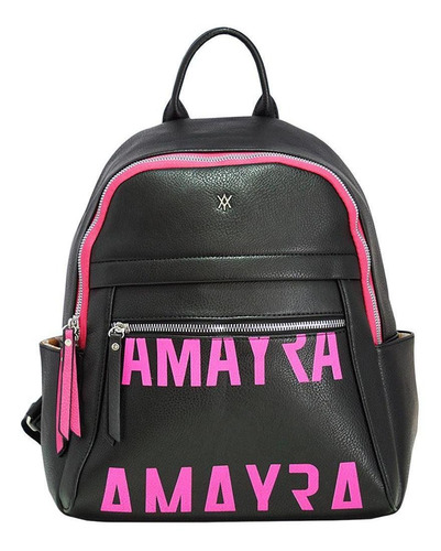 Mochila Amayra En Pu Negro Y Fucsia