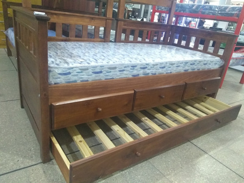 Imagen 2 de 6 de Cama Nido Doble De Pino Capitán Full 20218 Cravero Cedro