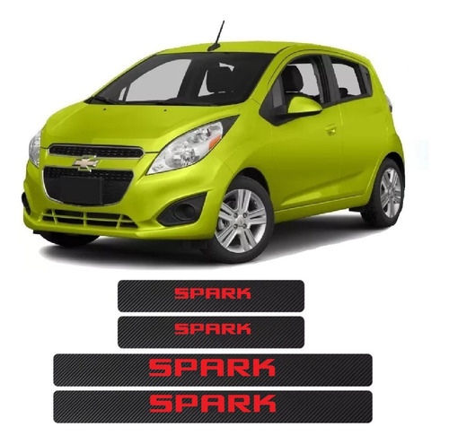 Sticker Cubre Estribos Fibra Carbon Para Chevrolet Spark