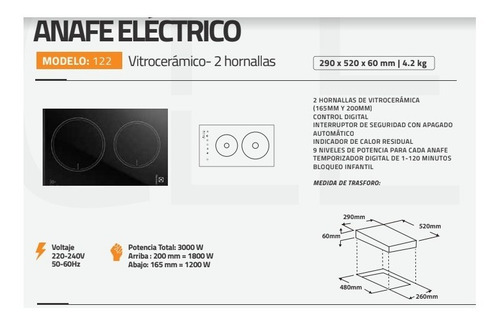 Imagen 5 de 8 de Combo Horno 5 Func Anafe 2 Vitrocerámico Eléctrico Clever
