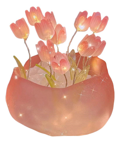 Tulipanes Lampara Para Interiores Luces Led Decorativas Estructura Rosa