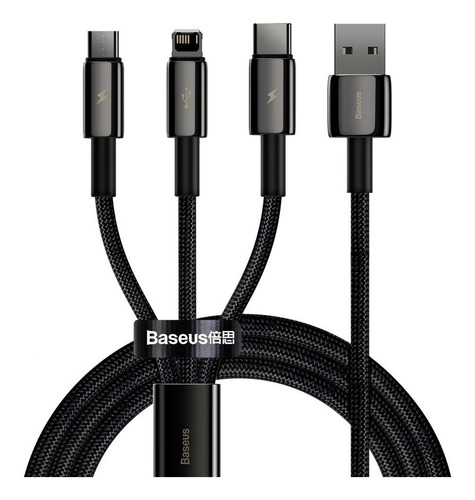 Cable 3 En 1 Baseus Metal Para iPhone Tipo C Microusb 3.5a 