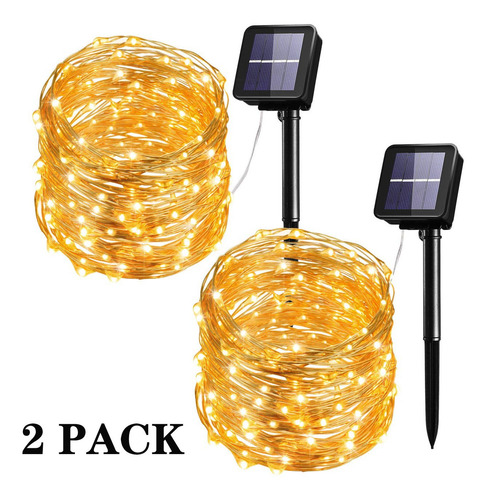 Pack De 2 Luces Decorativas Con Energía Solar, 20 M, 200 Led