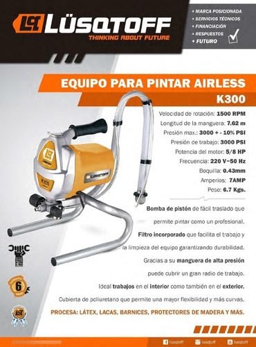 Pistola Equipo Para Pintar Lusqtoff Airless 1500 Rpm K300