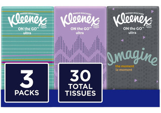 Kleenex Go Everyday Tejidos Facial, 10 Paquetes, 3 Unidades