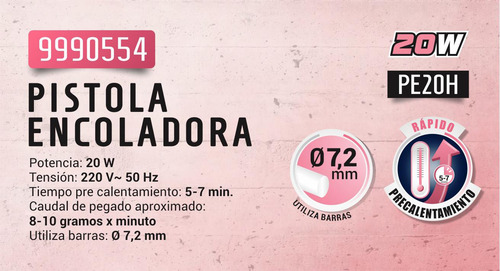 Imagen 2 de 5 de Pistola Encoladora 20 W Pink Power By Dowen Pagio 9990554