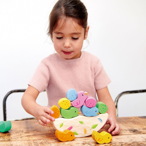Juego Apilable Encastre Pajaritos Madera Tender Leaf Tl8457 Color Multicolor