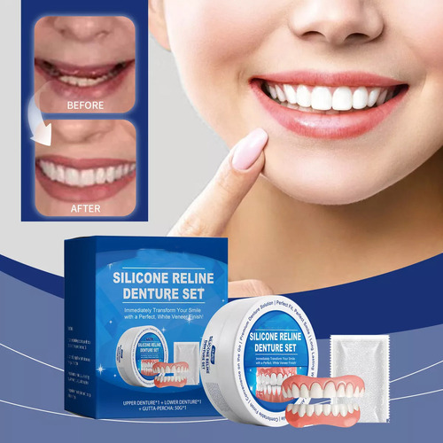 Set De Prótesis Dentales De Silicona Blanda De 3 Piezas