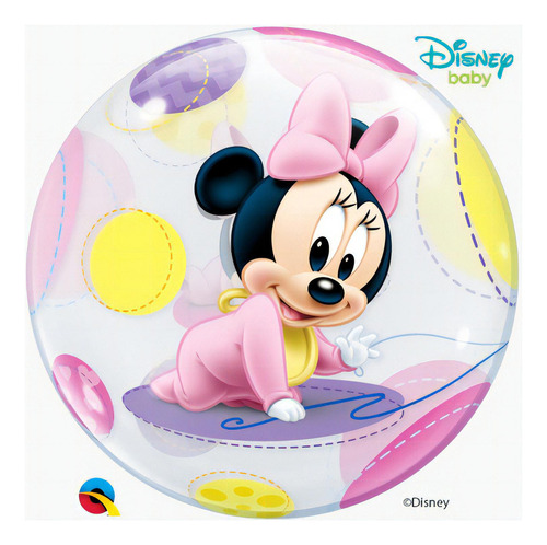 Balão Qualatex 22 Bubble Bebê Minnie Mouse Da Disney