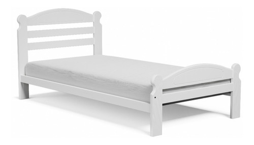 Cama De 1 Plaza Clásica Blanca De Pino Laqueada