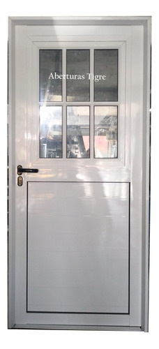 Puertas Aluminio 90x200  1/2 Vidrio Rep Postigo Y Mosquitero