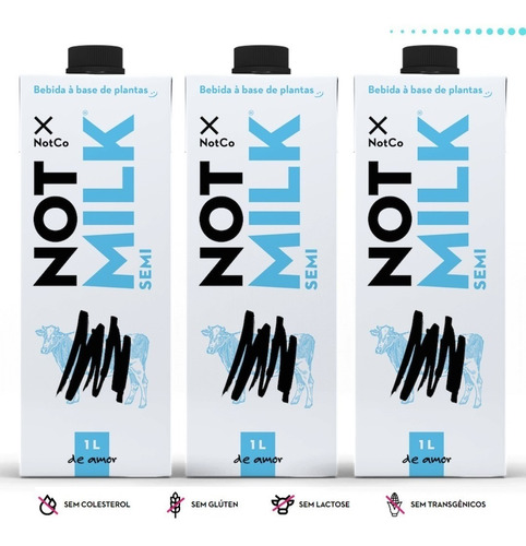 Imagem 1 de 9 de 3x Leite Vegetal Notmilk Semi 1l