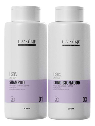  Kit Shampoo + Condicionador Lisos Anti-frizz Lamine 2x500ml