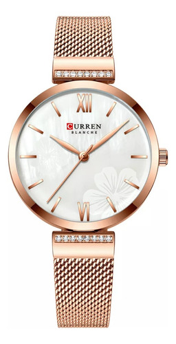 Reloj De Moda Curren De Oro Rosa Para Mujer Exquisito 3 Atm Oro Rosa Oro Rosa Blanco
