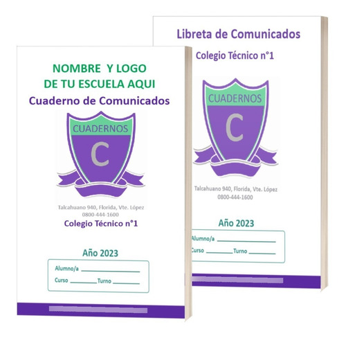 Cuaderno Comunicado Personaliza Logo Escuela Inic Prim Secun