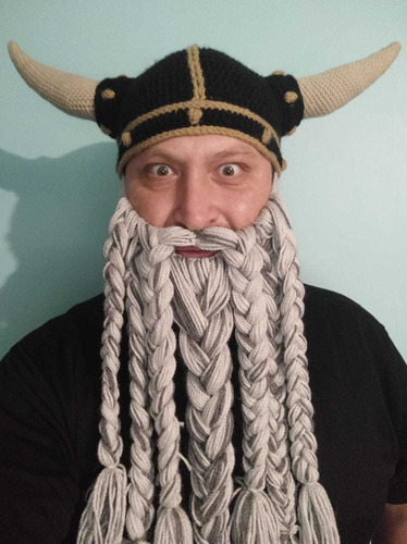 Casco Vikingo Y Barba A Crochet 
