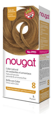 Kit Tintura Plumari  Nougat Brillo con color tono 8 rubio claro natural