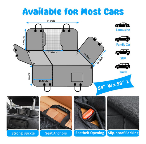 Funda De Asiento Para Perro 100% Impermeable Con Ventana Vis