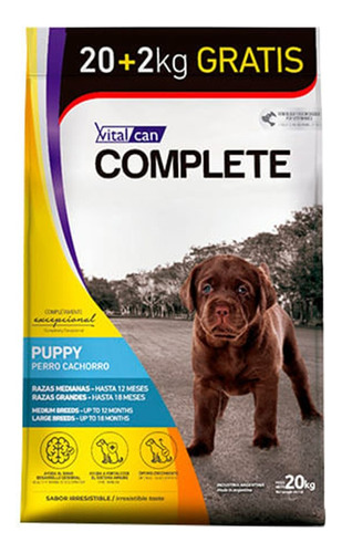 Vitalcan Complete Puppy Perro Cachorro Mediano Y Grande 22kg