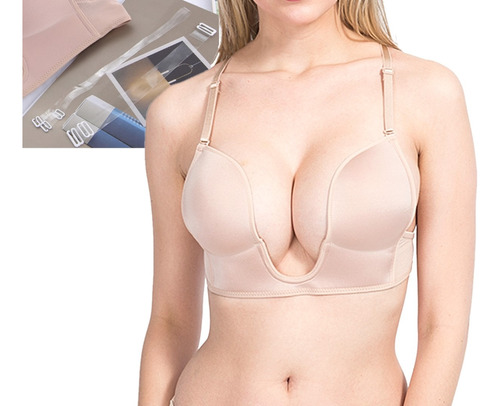 Brasier Bra Escote Profundo En U Push Up