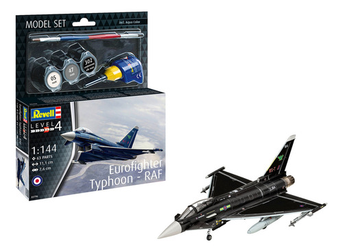 Revell Model Set Avião Eurofighter Typhoon Raf 1/144 63796