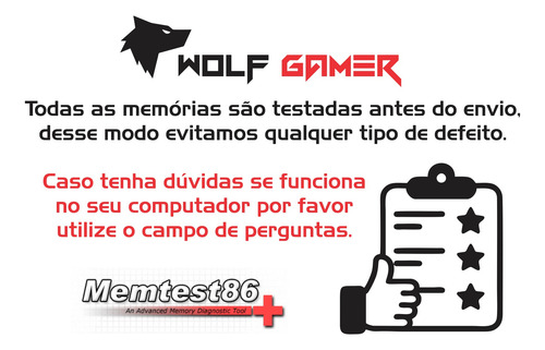 Kit 2 Memória Ram Wolf Gamer 8gb Ddr4 2400mhz Para Notebook