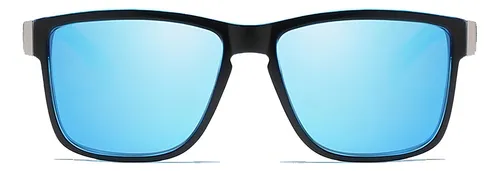 Anteojos de sol polarizados Dubery Sol D518 diseño Espejo armazón negro/azul y lente azul