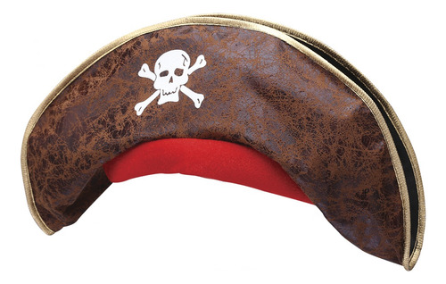 Gorro Pirata Simil Cuero Marron Sombrero Disfraz Cotillon