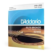 Comprar Jogo Violão Aço 12 Cordas .010 D'addario Bronze 85\u002F15 Ez940