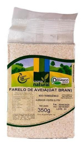 Farelo De Aveia Orgânico Coopernatural 350g