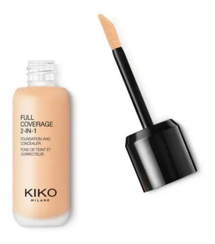 Base de maquillaje y crema correctora 2 en 1 de cobertura total Kiko Milano, tono base de maquillaje, wb25, 25 ml