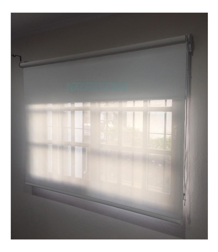 Cortina Roller Doble Blackout Sun Screen 6% Blanca 1.30x1.25