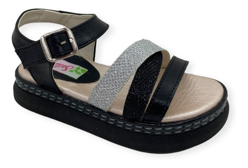 Imagen 2 de 6 de Sandalias De Nena Elástico Brillo Base Liviana Hebilla 27-36