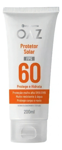 Protetor Solar Fator 60 Fps Oaz Vegano Toque Seco 200ml