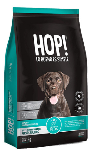 Alimento Hop! Hop Perros  Adulto De Raza Mediana Y Grande Sabor Pollo En Bolsa De 21 kg