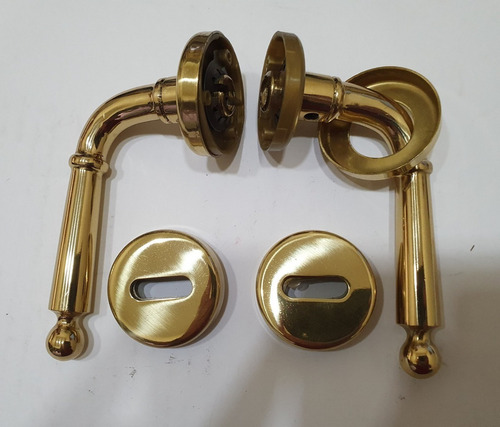 Imagen 2 de 5 de Manija Picaporte Doble Bronce Pulido De La Abuela Sidañez