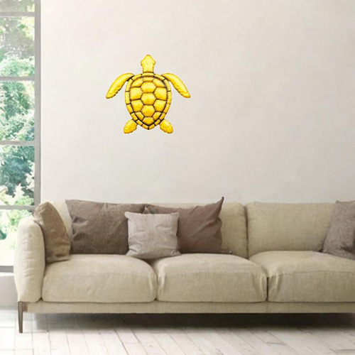Tartaruga De Ferro Arte Da Parede De Arte Pendurada Amarelo