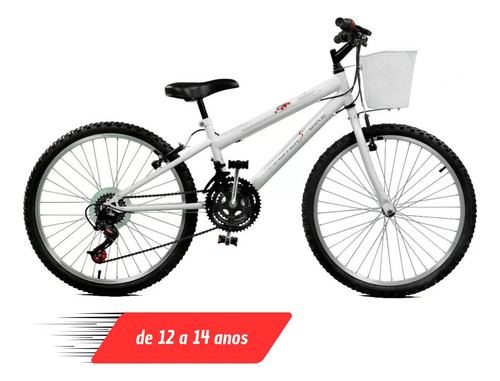 Bicicleta Aro 24 21 Marchas Com Cesta Mtb Bike Teen Feminina
