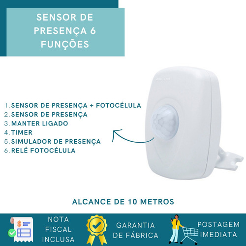 Sensor De Presença Multifuncional 180º Qa21mb Qualitronix