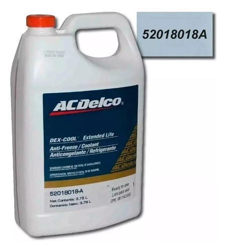 Refrigerante Acdelco Dex -cool Diluido  (3,78lts)
