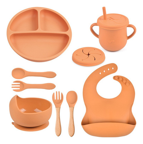 Juego De Cubiertos De Silicona Antideslizante Para Bebé 8pcs