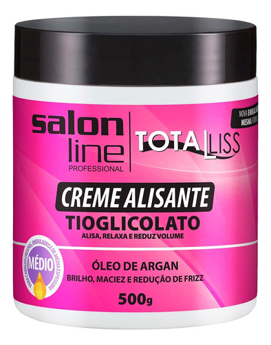 Creme Alisante Óleo De Argan Médio Salon Line 500g