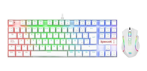 Combo Gamer Redragon Teclado Kumara White Rgb + Griffin